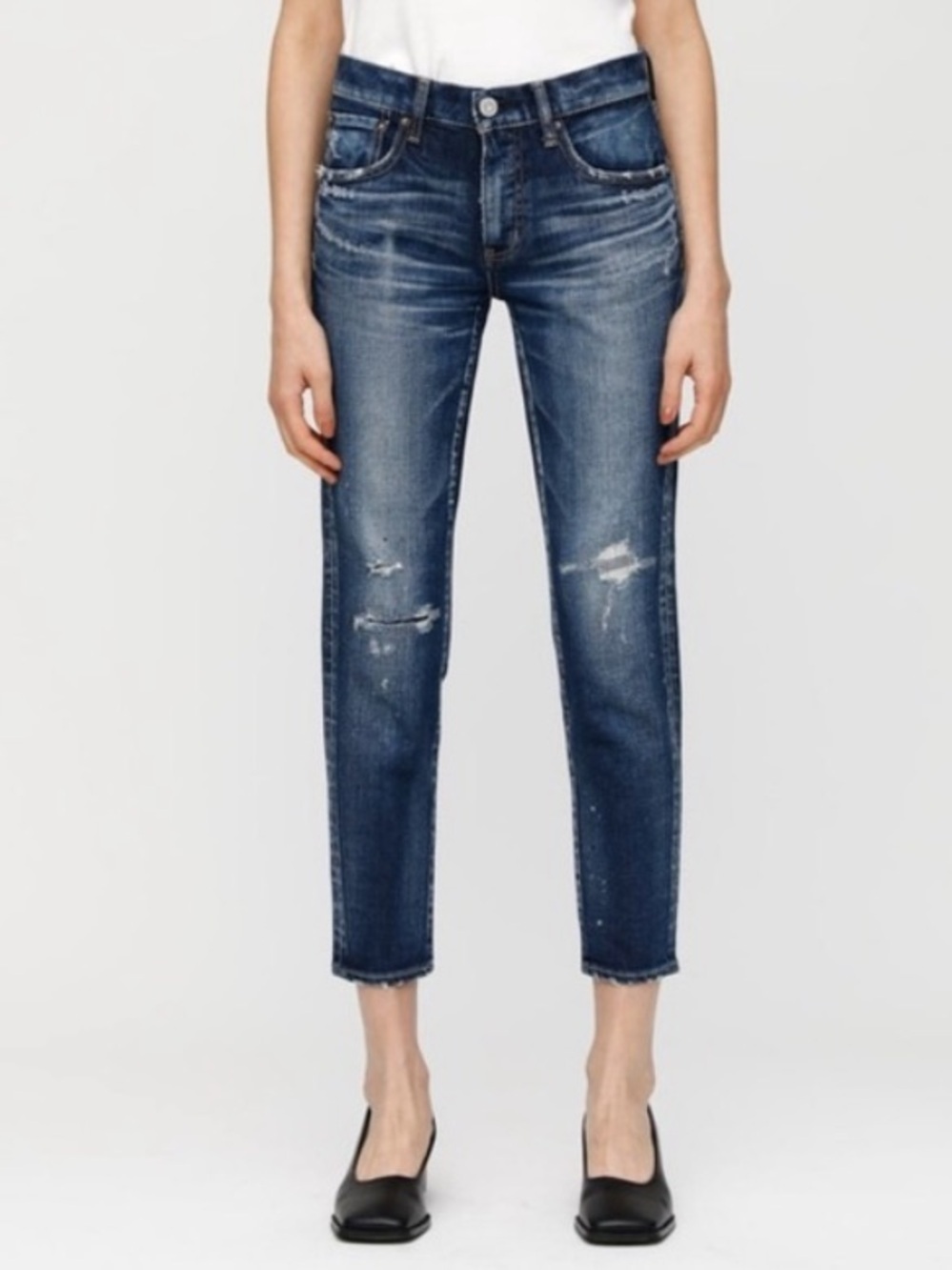 MOUSSY Lancaster Skinny Jeans Dark Blue Distressed Denim Street Women’s 26